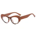 Retro Katzenaugen Brille mit braunem Oberteil und modischem Leopardenmuster - Braun und Schildpatt-Verlauf