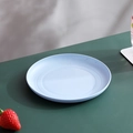 Light luxury style blue round fruit plate with gold rim and matte texture finish - Blue-Shallow Round Dish