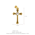 Colgante de cruz en acero inoxidable chapado en oro 18K con cristal, 31mm - Estilo C03 con Diamantes de Imitación (3.1x1.8cm) / Dorado