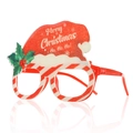 Detail of Christmas party glasses featuring Santa hat design with Holly leaf accents - Red Santa Hat Style (W-WS91#)