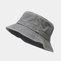 Detail view of grey washed cotton bucket hat showing metal ventilation eyelets and texture - M (56-58cm) / Gray