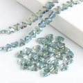 Iridescent teal blue heart-shaped glass crystal beads for DIY jewelry making - Transparent Green