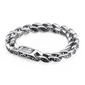 Pulsera vintage para hombre de acero inoxidable con relieves y acabado en plata antigua - 21cm / Color Acero