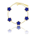 Detailed macro view of gold-plated stainless steel clasp and lobster hook with S.STEEL stamp - Gold Blue