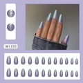Glinsterende paarse aurora amandel nepnagels met holografische finish, 24 stuks - Aurora Glimmer Zilver (W1370)