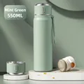 Mint green 550ml stainless steel vacuum insulated bottle with lid and tea infuser - 550ml / Plain Style / Mint Green