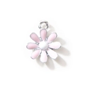 Rosa Gänseblümchen-Anhänger mit weißer Mitte und Silberöse für DIY-Schmuckherstellung - Rosa Versilbert