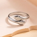 Adjustable silver titanium steel ring featuring a sleek wrap-around snake design - Snake Steel Color 6