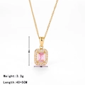 Vierkante roze zirkoon ketting met verguld frame en minimalistische accenten - Goud-Roze Zirconia