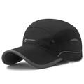 Gorra de béisbol negra de secado rápido con malla transpirable y borde gris para protección solar - Ajustable / Negro Gris