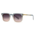 Retro square sunglasses featuring grey blue transparent frames and purple gradient lenses - Blue Tea Gradient/Double Gray Lens