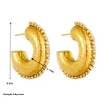 Detailed view of 3.5cm hammered gold earrings with cubic zirconia trim and dimensions - Hollow Rhinestone Gold Hammered Style (F708)