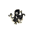 Octopus enamel pin with black and white finish and golden celestial moon and star patterns - Star Moon Octopus (CZ2127-3)