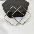 Fashionable large gold square hoop earrings in minimalist stainless steel geometric design - 55mm / Gold