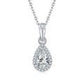 Elegant S925 sterling silver pear-shaped moissanite necklace with shimmering halo stones - Pendant 1.0CT (With Chain)