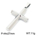 Colgante de cruz en acero pulido plateado, diseño minimalista, tamaño 44x27mm y peso de 11g - Color Acero (Sin Cadena) (KP115362-KJX)