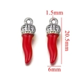 Pendentif piment rouge en acier inoxydable avec capuchon argenté et dimensions - Rouge-Argent