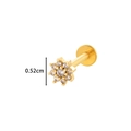 Golden flower labret stud with clear zircon stones and internal thread design, 0.52cm - Flower (0155-3#) / Gold