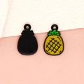 DIY pineapple charm alloy pendants in yellow and green enamel finish for jewelry making - Pineapple - Black (11-Black)