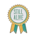 Green and yellow enamel medal pin featuring 'STILL ALIVE' text in gold finish - Still Alive Green Style (xz8868)