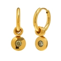 18K gold-plated stainless steel hoop earrings with light green round birthstone - March - Aquamarine