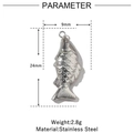 Macro detail of fish-shaped stainless steel pendant with scale texture and 24mm dimension - VG730-Fish