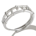 Adjustable silver hollow mesh ring in polished stainless steel for a modern minimalist style - Style P Steel Color
