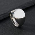 Polished silver stainless steel signet ring with a minimalist shield-shaped flat top - US 6 / Teardrop / Steel