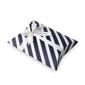 Boîte cadeau rayée bleue avec ruban de satin blanc et étiquette de remerciement - 14*10*2.8cm / Rayure Marine