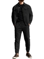 Men's two-piece black leisure set with button-down jacket and drawstring joggers - S / Black