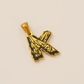 Halskette aus 18k vergoldetem Edelstahl mit K-Anhänger und schwarzer Einlage - Buchstabe K Anhänger