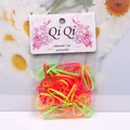 Gomas elásticas de neón fluorescentes rosa, verde y naranja en bolsa de embalaje clara - Colores fluorescentes