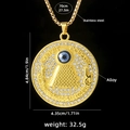 Collana in acciaio inossidabile dorato con pendente piramide malocchio e strass bianchi - Ciondolo Oro + Catena Oro