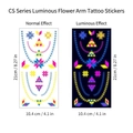 Waterproof UV neon temporary tattoo CS-023 with geometric star and chain patterns - Fluorescent CS-023