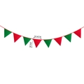 Weihnachtliche Dreiecksfahnen in Rot und Grün, Maße pro Flagge 18,4 cm mal 20 cm - Dreieckige Flaggen Banner