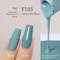 Japanese style turquoise blue gel nail polish F105 in matte and glossy finishes - F105 Turquoise Blue