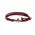Milanese burgundy braided rope bracelet with metallic shark-shaped buckle and slider clasp - Shark / Burgundy