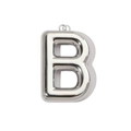 Detailed view of polished silver inflatable style letter B pendant with mirror finish - Letter B / Mirror Silver