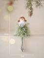 Weihnachtself-Plüschfigur mit grünem Rock und Krone, dekorativer Aufhänger, 21 cm hoch - Schneeflocken Prinzessin A-Grün