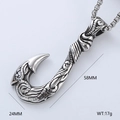 Detail of viking fish hook pendant in stainless steel with 58mm length and 24mm width - Fish Hook Relief Style 8
