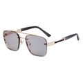 Men's square aviator sunglasses with gold metal frame and gradient grey lenses - Gold Light Gray