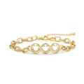 Bracciale hip hop con faccina dorato con diamanti e catena a maglie spesse regolabile - Tripla Faccina Sorridente