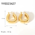 Polished 18K gold plated thick heart stud earrings with minimalist geometric design - Gold Thick Geometric Earring Style (YYE023427)