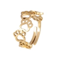 Minimalist gold hollow paw print ring with adjustable open band for women and men - Paw Print-Gold