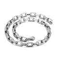Men's hip hop square link chain necklace in silver finish with lobster clasp - Necklace 45cm / Steel