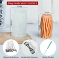 Wave cylinder silicone candle mold kit with wicks, holder, and awl tool for DIY - Wavy Candle Mold + Tool Set 1