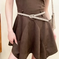 Ceinture de taille vintage en daim marron avec boucle ovale en métal au style ethnique - 111# Boucle ovale en argent mince blanche