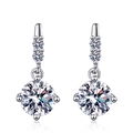 Elegant S925 sterling silver drop earrings featuring moissanite stones and tassels - 925 Silver / 1.0ct High Carbon Stone