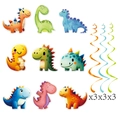 Dinosaur party set with 9 colorful cartoon dinosaur cards and spiral hanging swirls - 9Pcs Dinosaur Spiral Hanging Swirls
