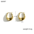 Detailed size view of gold drop twisted hoop earrings with 25mm height measurement - Gold Small Water Drop Arc (XJA087)
